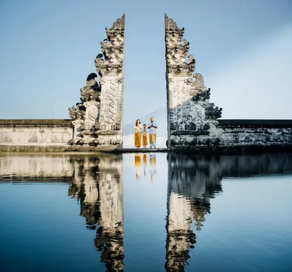 Traveler at the Gates of Heaven in Lempuyang Temple – highlight of a Bali day trip Instagram tour.