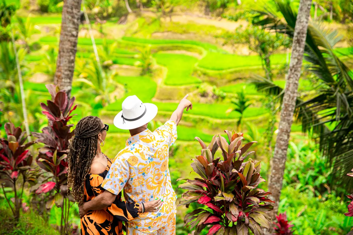 Traveler enjoying the view of Tegalalang Rice Terraces