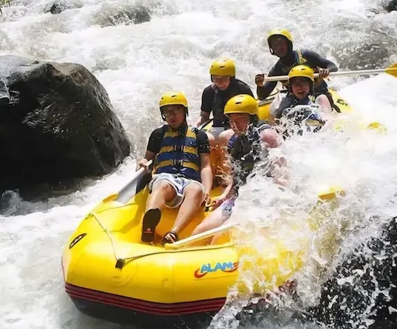 Traveler enjoying Bali rafting adventure on the Ayung River