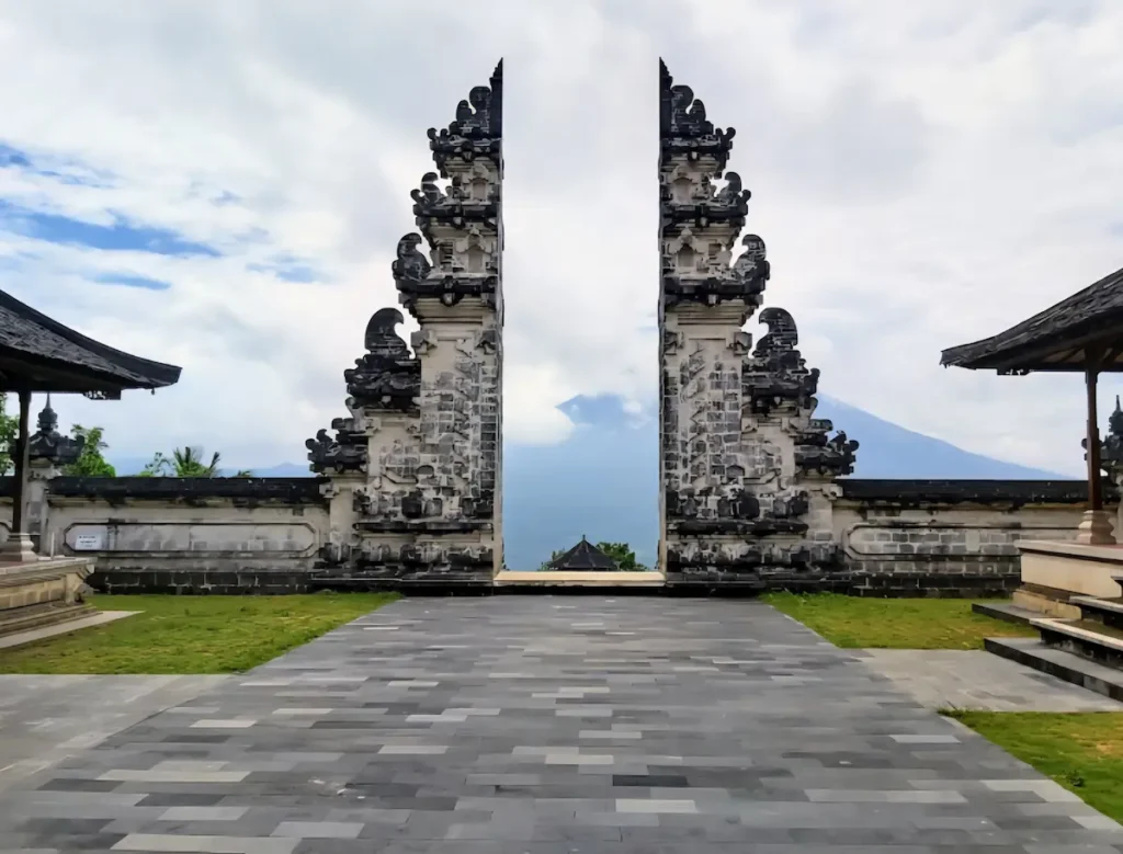 Gate of Heaven at Lempuyang Temple Bali with Mount Agung view