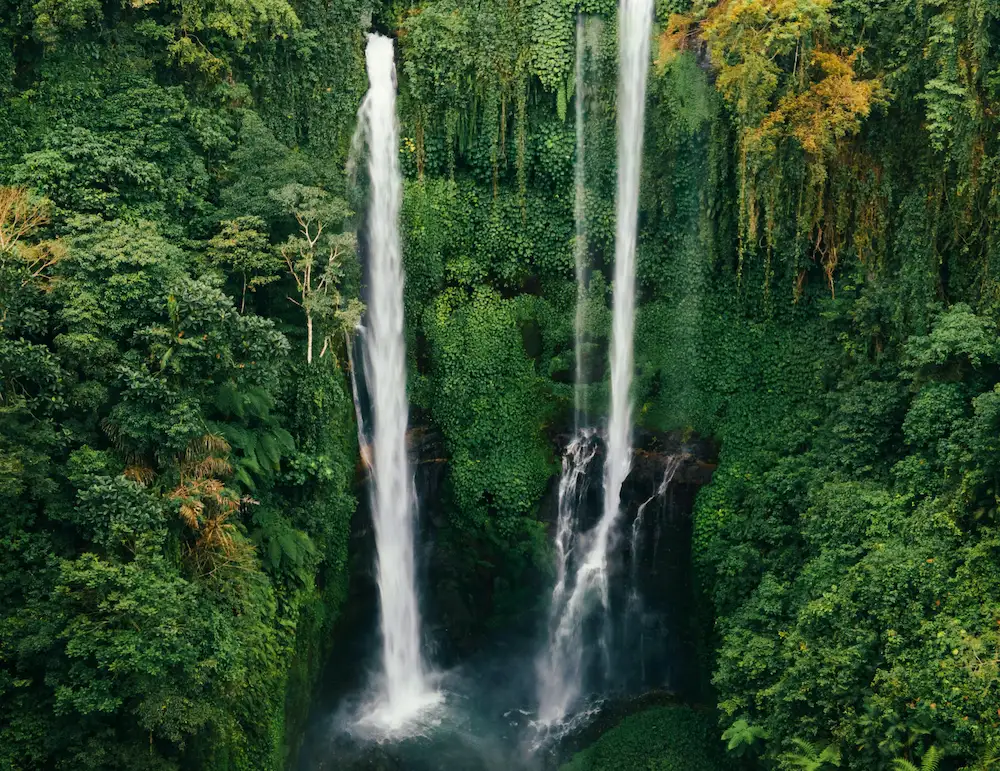 Sekumpul, the tallest waterfall in Bali surrounded by lush jungle
